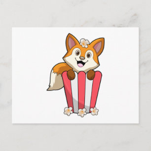 Fox at Eating with Popcorn Postcard