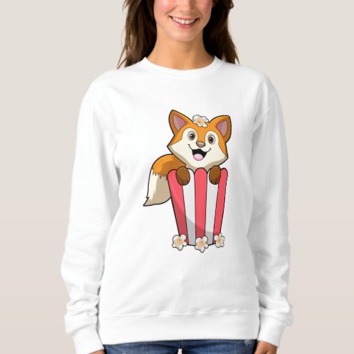 Fox at Eating with Popcorn Sweatshirt