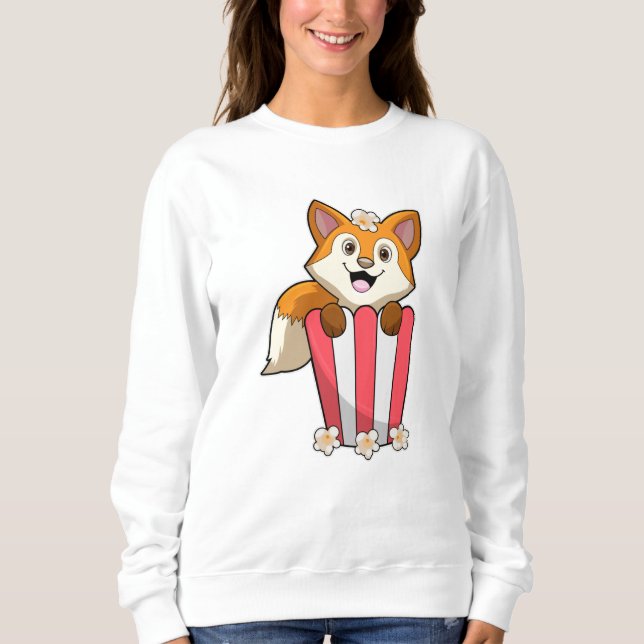 Fox at Eating with Popcorn Sweatshirt (Front)