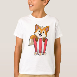 Fox at Eating with Popcorn T-Shirt