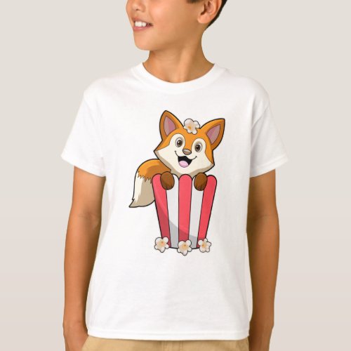 Fox at Eating with Popcorn T_Shirt