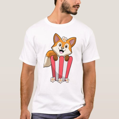 Fox at Eating with Popcorn T_Shirt