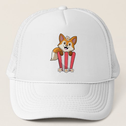 Fox at Eating with Popcorn Trucker Hat