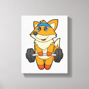 Fox at Fitness with Barbell Canvas Print