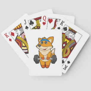 Fox at Fitness with Barbell Poker Cards