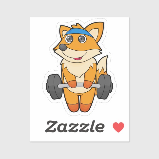 Fox at Fitness with Barbell Sticker (Sheet)