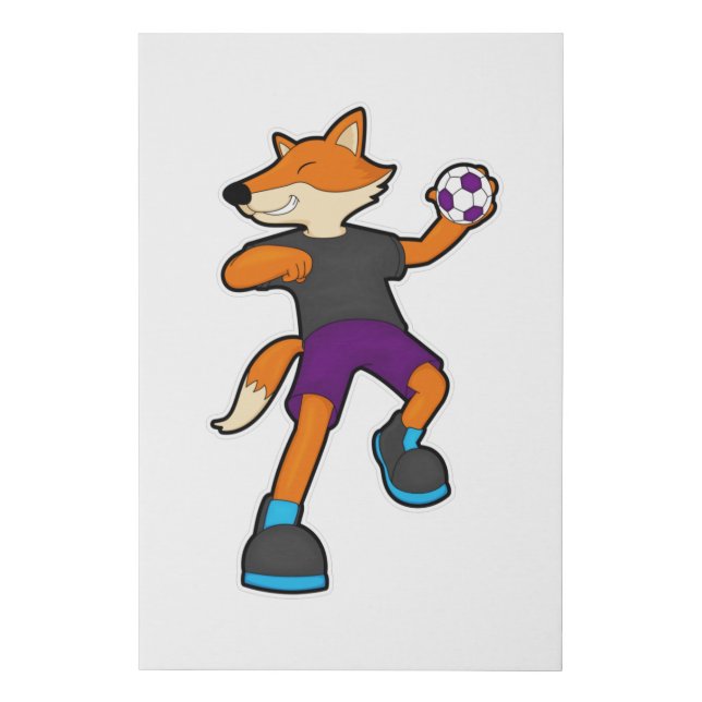 Fox at Handball player with Handball Faux Canvas Print (Front)