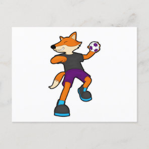 Fox at Handball player with Handball Postcard
