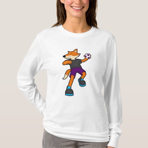 Fox at Handball player with Handball T_Shirt