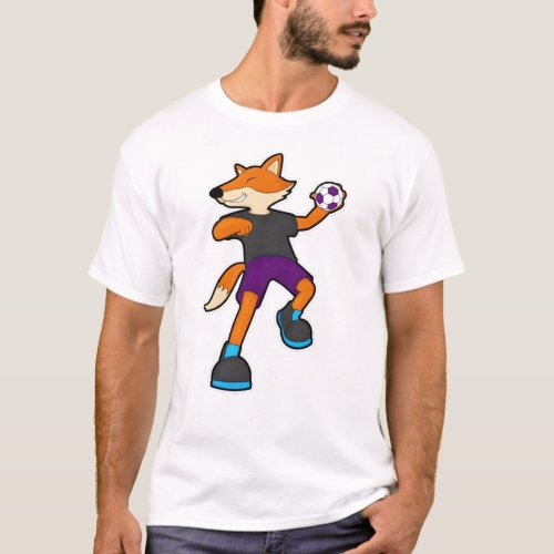 Fox at Handball player with Handball T_Shirt