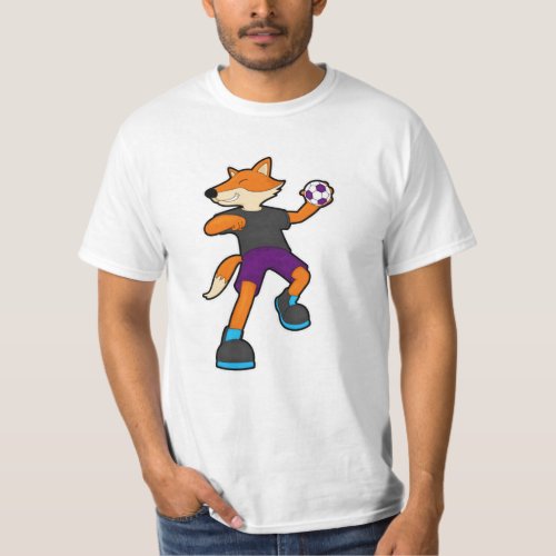 Fox at Handball player with Handball T_Shirt