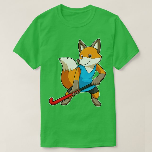 Fox at Hockey with Hockey bat T-Shirt (Design Front)