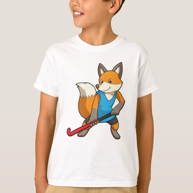 Fox at Hockey with Hockey bat T-Shirt (Front)
