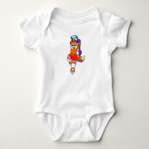 Fox at Ice hockey with Ice hockey stick Baby Bodysuit
