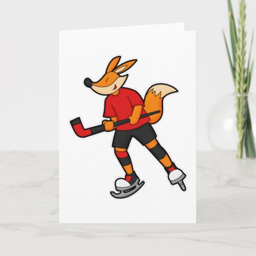 Fox at Ice hockey with Ice hockey stick Card