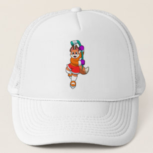 Fox at Ice hockey with Ice hockey stick Trucker Hat