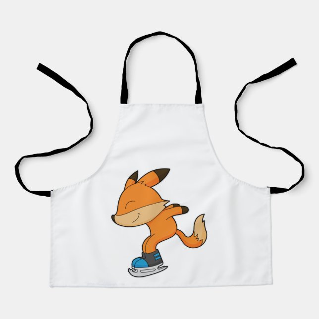 Fox at Ice skating with Ice skates Apron (Front)
