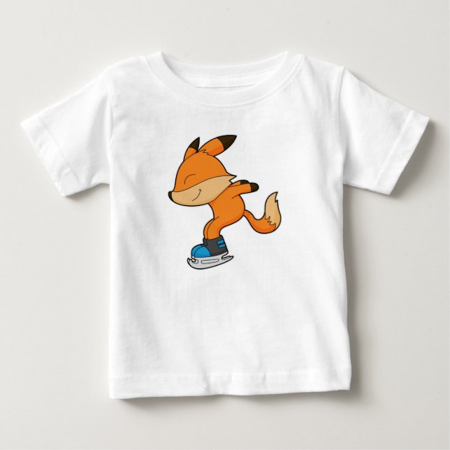 Fox at Ice skating with Ice skates Baby T-Shirt (Front)