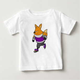 Fox at Ice skating with Ice skates & Glasses Baby T-Shirt