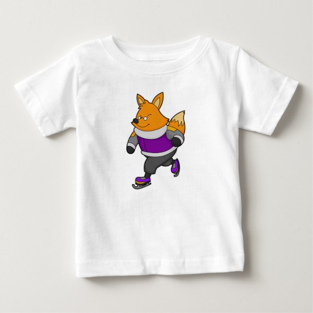 Fox at Ice skating with Ice skates & Glasses Baby T-Shirt (Front)