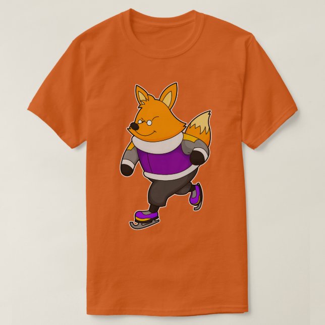 Fox at Ice skating with Ice skates Glasses T-Shirt (Design Front)