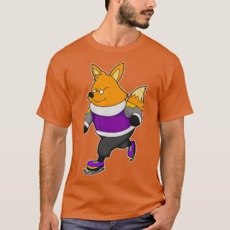 Fox at Ice skating with Ice skates Glasses T-Shirt