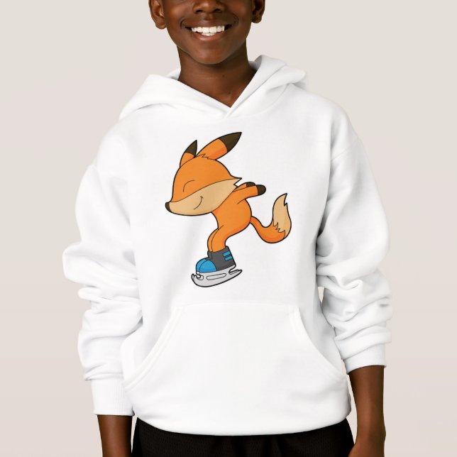 Fox at Ice skating with Ice skates Hoodie (Front)