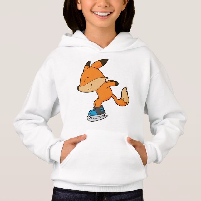 Fox at Ice skating with Ice skates Hoodie (Front)