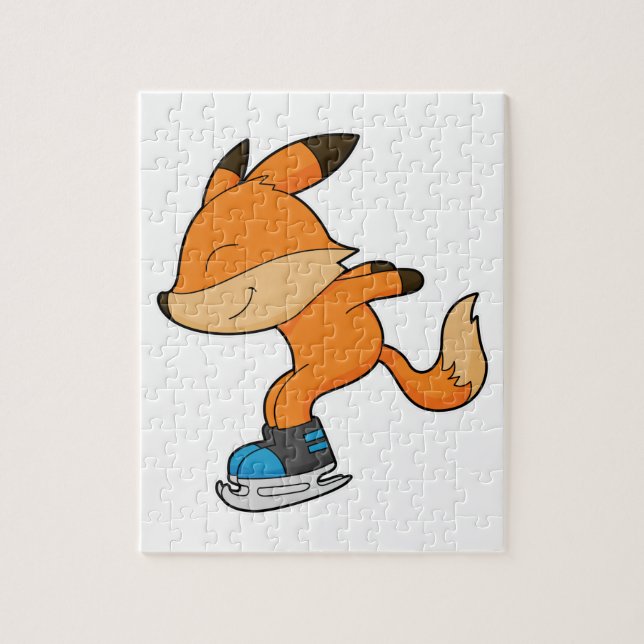 Fox at Ice skating with Ice skates Jigsaw Puzzle (Vertical)