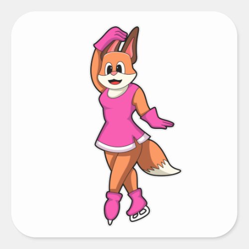 Fox at Ice skating with Ice skates Square Sticker