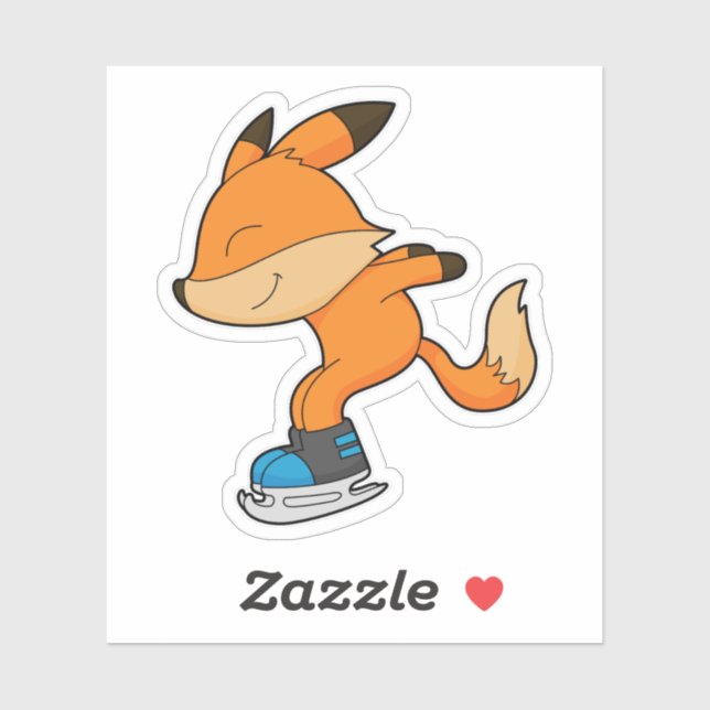 Fox at Ice skating with Ice skates Sticker (Sheet)