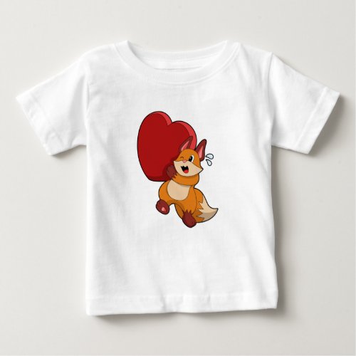 Fox at Love with Heart Baby T_Shirt