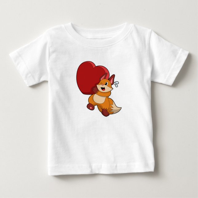 Fox at Love with Heart Baby T-Shirt (Front)