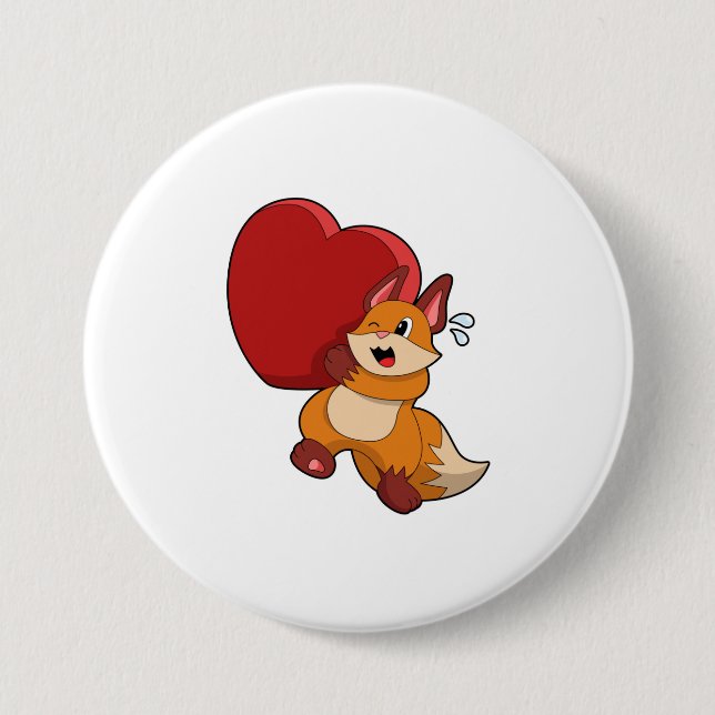 Fox at Love with Heart Button (Front)