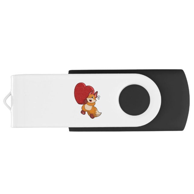 Fox at Love with Heart Flash Drive (Back)