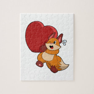 Fox at Love with Heart Jigsaw Puzzle