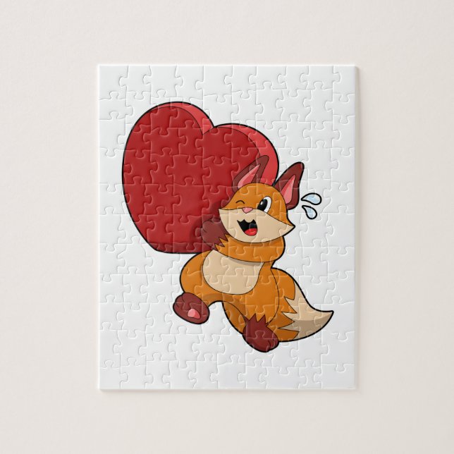 Fox at Love with Heart Jigsaw Puzzle (Vertical)