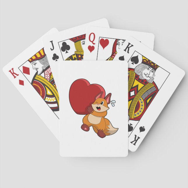Fox at Love with Heart Poker Cards (Back)