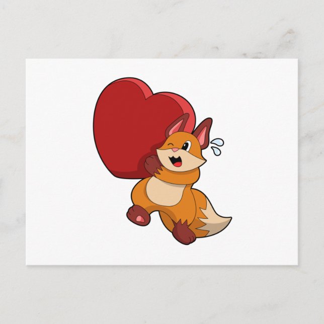 Fox at Love with Heart Postcard (Front)