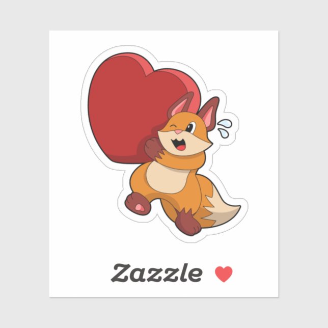Fox at Love with Heart Sticker (Sheet)