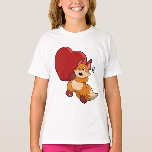 Fox at Love with Heart T-Shirt (Front)