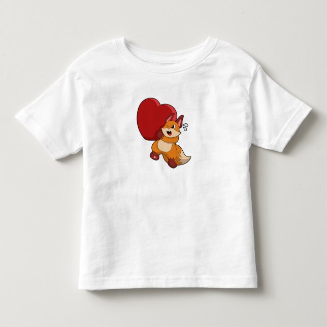 Fox at Love with Heart Toddler T-shirt (Front)