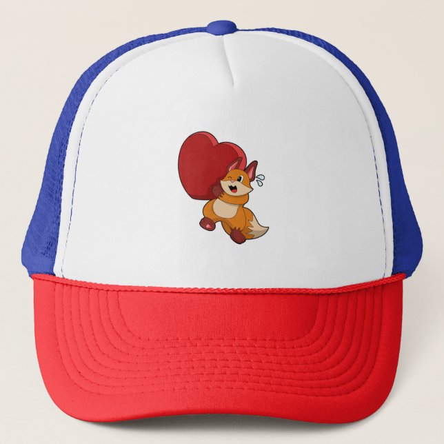 Fox at Love with Heart Trucker Hat (Front)