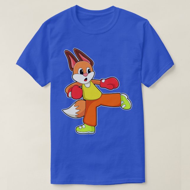 Fox at Martial arts Boxing with Boxing gloves T-Shirt (Design Front)