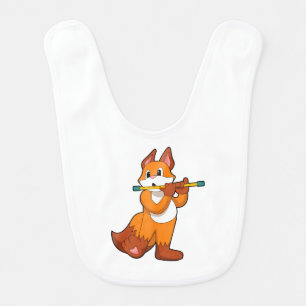 Fox at Music with Flute.PNG Baby Bib