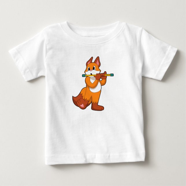 Fox at Music with Flute.PNG Baby T-Shirt (Front)