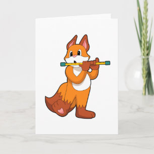 Fox at Music with Flute.PNG Card