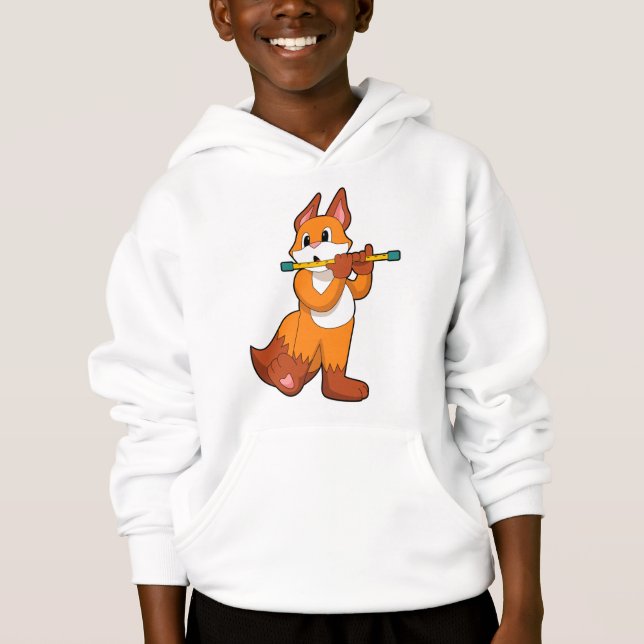 Fox at Music with Flute.PNG Hoodie (Front)