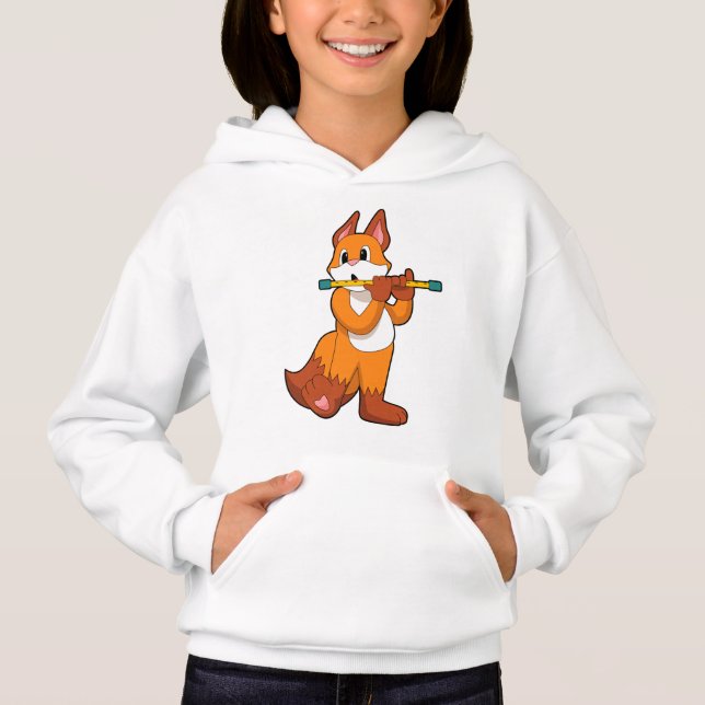 Fox at Music with Flute.PNG Hoodie (Front)