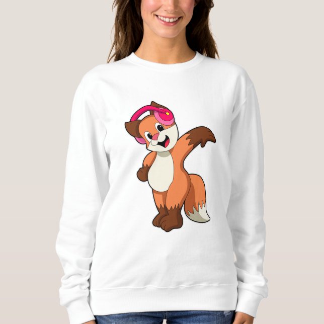 Fox at Music with Headphone Sweatshirt (Front)
